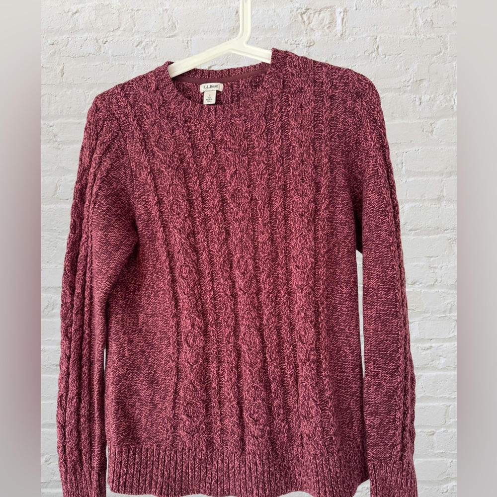 LL Bean Small Women’s Double L Mixed Cable Sweater Crewneck